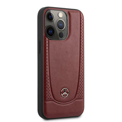 IPHONE 13 PRO MAX - REAL LEATHER RED PERFORATED URBAN COLLECTION - MERCEDES-BENZ