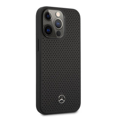 IPHONE 13 PRO MAX - LEATHER BLACK PERFORATED DESIGN - MERCEDES-BENZ