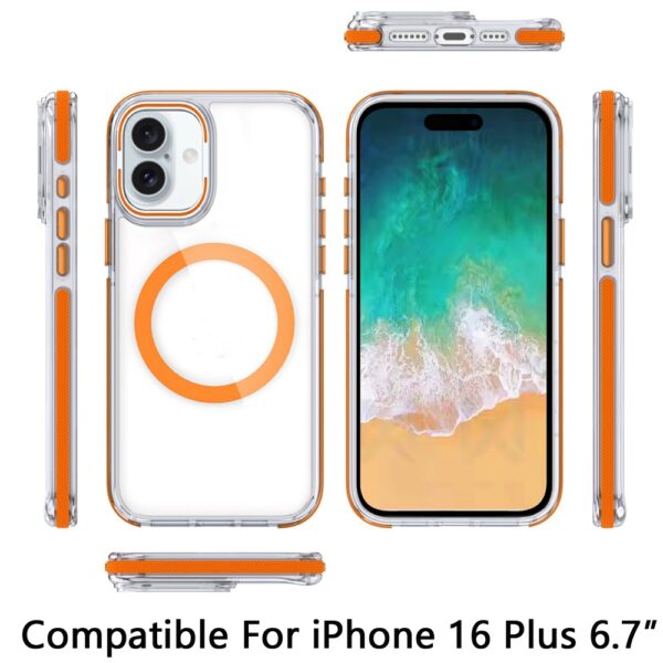 iPhone 16 Plus 6.7 inch MagSonic Camera Bracket Stand Magnetic Ring Circle Hybrid - Orange - Image 2