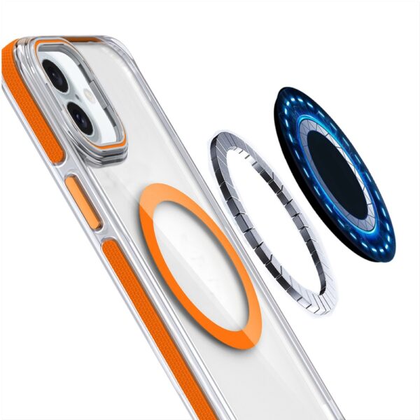 iPhone 16 Plus 6.7 inch MagSonic Camera Bracket Stand Magnetic Ring Circle Hybrid - Orange - Image 4