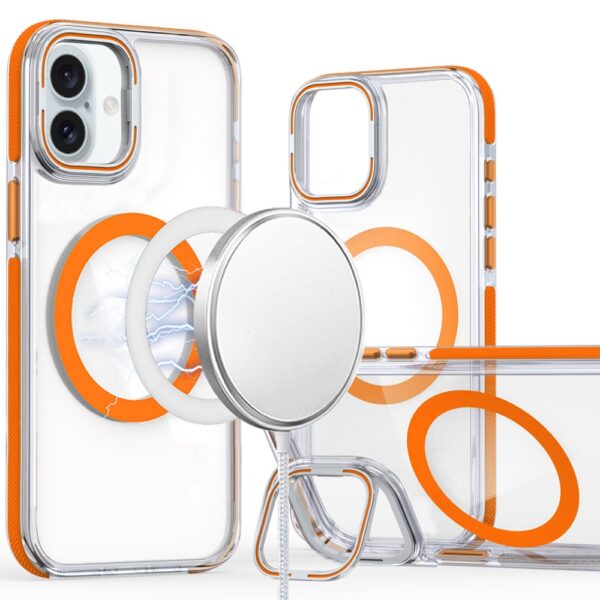 iPhone 16 Plus 6.7 inch MagSonic Camera Bracket Stand Magnetic Ring Circle Hybrid - Orange