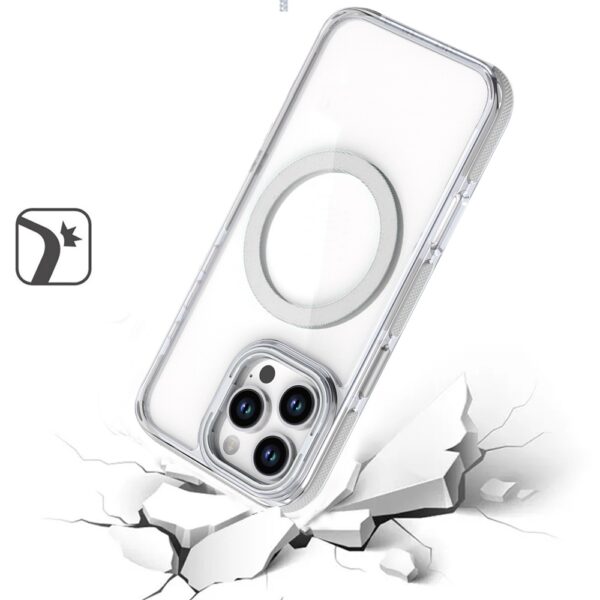 iPhone 16 Pro 6.3 inch MagSonic Camera Bracket Stand Magnetic Ring Circle Hybrid - White - Image 3