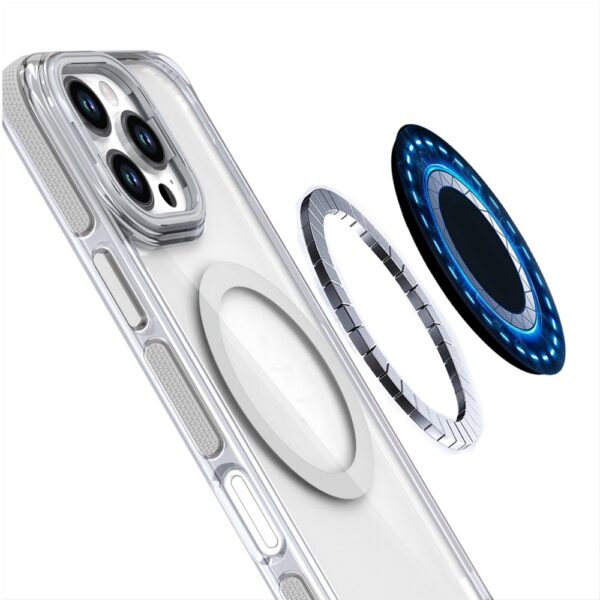 iPhone 16 Pro 6.3 inch MagSonic Camera Bracket Stand Magnetic Ring Circle Hybrid - White - Image 4