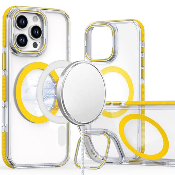 iPhone 16 Pro 6.3 inch MagSonic Camera Bracket Stand Magnetic Ring Circle Hybrid - Yellow