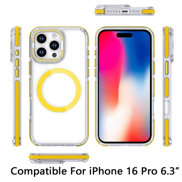 iPhone 16 Pro 6.3 inch MagSonic Camera Bracket Stand Magnetic Ring Circle Hybrid - Yellow - Image 2