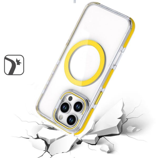 iPhone 16 Pro 6.3 inch MagSonic Camera Bracket Stand Magnetic Ring Circle Hybrid - Yellow - Image 3