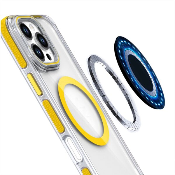 iPhone 16 Pro 6.3 inch MagSonic Camera Bracket Stand Magnetic Ring Circle Hybrid - Yellow - Image 4