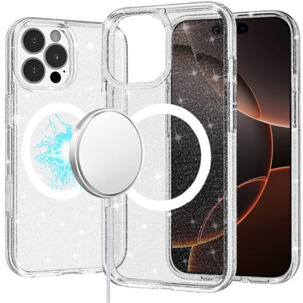 iPhone 16 Pro Max 6.9 inch Glitter Ultra [Magnetic Circle] Thick 3mm Transparent Hybrid - Clear