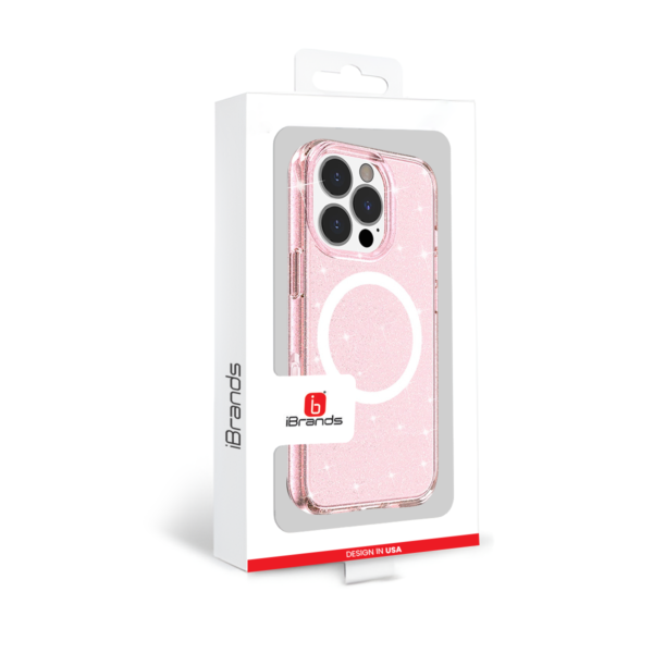iPhone 16 Pro 6.3 inch Glitter Ultra [Magnetic Circle] Thick 3mm Transparent Hybrid - Pink - Image 4