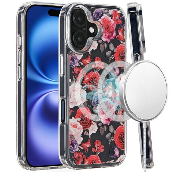 iPhone 16 6.1 inch Magnetic Space UV Design Case - Roses