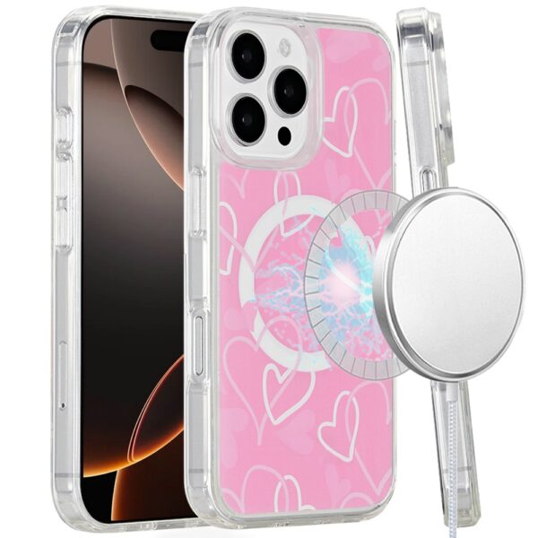 iPhone 16 Pro 6.3 inch Magnetic Space UV Design Case - Hearts