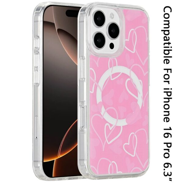 iPhone 16 Pro 6.3 inch Magnetic Space UV Design Case - Hearts - Image 2